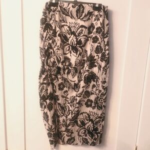 Zara midi thigh slit upper thigh ruching and floral waffled type fabric size med